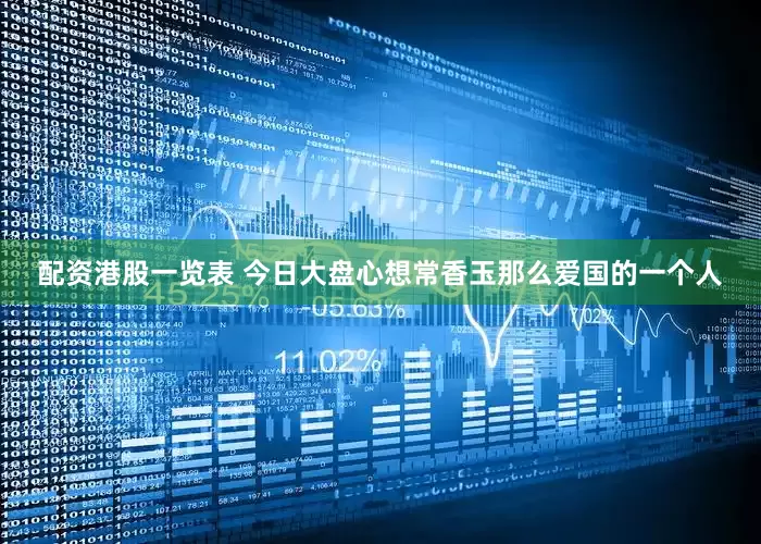配资港股一览表 今日大盘心想常香玉那么爱国的一个人