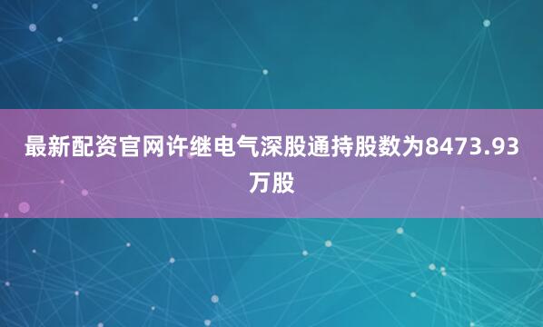最新配资官网许继电气深股通持股数为8473.93万股