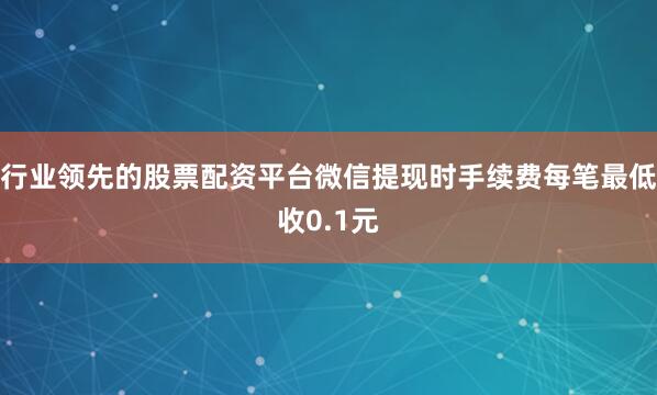 行业领先的股票配资平台微信提现时手续费每笔最低收0.1元